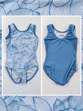 Kbee Gymnastics Dance Leotard CXS Extra Small FLORAL Outline Flipside FLIP Side